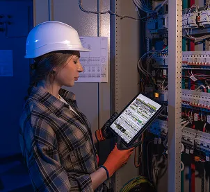 Field Engineer technician installing smart wiring and structured cabling system
